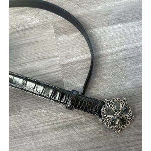 Brighton Women’s Black Leather Embossed Belt M